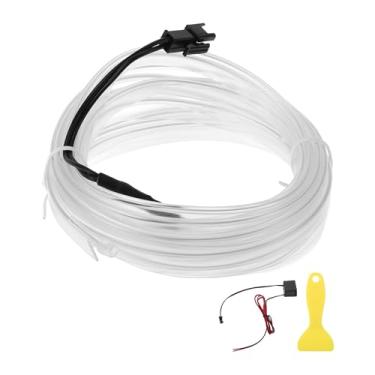 Imagem de A ABSOPRO Cabo de fio EL de 3 metros LED que brilha na faixa de iluminação do carro luz neon flexível para decoração de carro fiação motorista (12 v) azul gelo