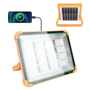 Imagem de Luz de Trabalho Solar, 300W LED 25000LM IP67 Luz de Trabalho à Prova D'água Com 4 Modos, Painel Solar Recarregável de 10000mAH, 448leds Super Brilhante para Acampamento Ao Ar Livre