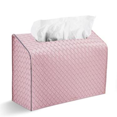 Imagem de LIZIMANDU Capa de couro para caixa de toalha de mão de papel descartável, compatível com toalha de mão de papel Kleenex (1-roxo vermelho)