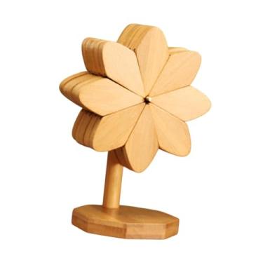 Imagem de Ioensy 4 pçs protetor de bambu esteiras antiderrapante dobrável novidade decoração de mesa ornamento almofadas de mesa porta-copos para pote pratos presente, Cor de Madeira