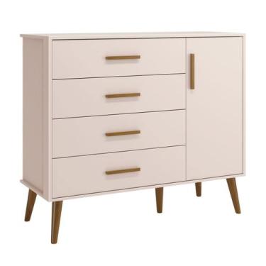 Imagem de Cômoda Sapateira Retrô Isis Rosa Fosco - MoveisAqui