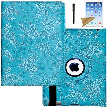 Imagem de Capa giratória Lingsor para 2019 ipad 10,2 / iPad 7ª geração, suporte magnético capa inteligente embutida suporte de caneta - ativação automática do sono – vem com Stylus e protetor de tela, Embossed Flower