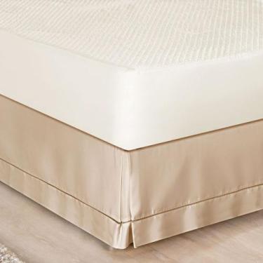 Imagem de Saia para Cama Box Solteiro Ponto Palito - Cáqui - Bia Enxovais