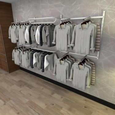 Imagem de Arara de roupas closet quarto com 18 peças cremalheira 300x100 cm cor 