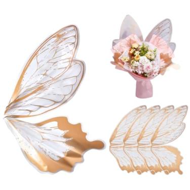 Imagem de UNICRAFTALE cerca de 50 peças de papel de embrulho de buquê de flores de borboleta à prova d'água transparente papel de embalagem OPP marrom borboleta transparente envoltório floral embalagem para