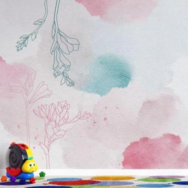 Imagem de Papeld de Parede  Aquarela Floral rosa azul verde agua - AloPapers, 4,