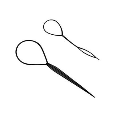Imagem de Pin Clip de plástico Magic Pull Hair trançado Rabo de cavalo Acessórios de cabelo DIY Hair Styling Pony Tail Tool Preto (2 peças)