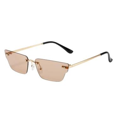 Imagem de Óculos de sol sem armação irregulares de personalidade, óculos de sol para fotos de modelos de nicho de moda, óculos de sol femininos para fotos de rua e hip-hop., champanhe dourado, tamanho únic