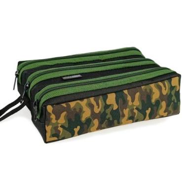 Imagem de Estojo Escolar Infantil 3 Divisórias Bolsinha Porta Lapis Caneta Organ