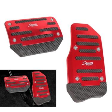 Imagem de Shakas Conjunto de pedal de freio de acelerador de carro com 2 peças, capa de pedal de estrutura antiferrugem de liga, decoração esportiva antiderrapante tira de borracha embutida, universal para