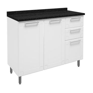 Imagem de Balcão Aço Cozinha Tampo Incluso 2 Gavetas 3 Portas 105 Cm -Apartamento-Bertolini