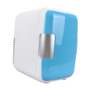 Imagem de IEUDNS Mini refrigerador de geladeira pessoal Pequeno refrigerador para automotivo 12V Compartimento duplo 4L Cosmetics Cooler para acampamento RVS Car Drink, Azul