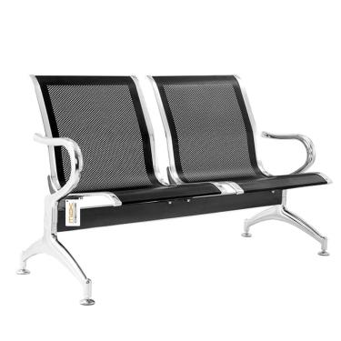 Imagem de Cadeira Longarina Sem Estofado Preta 2 Lugares