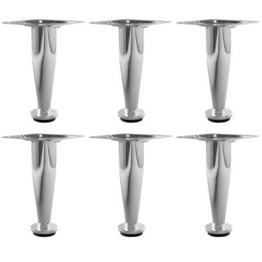 Imagem de Kit 6 Pé Para Móveis Regulável Cônico Cromado 10cm em Aço - HD