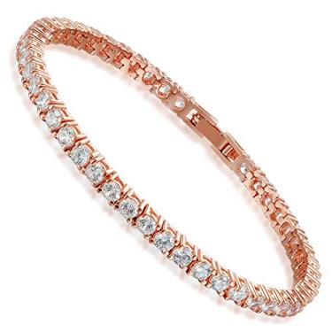 Imagem de SHKA | AAA + zircônia cúbica de 3,0 mm | Pulseira feminina banhada a ouro 18K CZ | 16,5 cm a 19 cm, 7.0 Inch, Metal, Zircônia cúbica