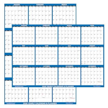 Imagem de Calendário de parede dobrável de papel SwiftGlimpse 2026 de 61 cm x 91 cm, grande, anual, 12 meses, reversível, horizontal/vertical, azul marinho