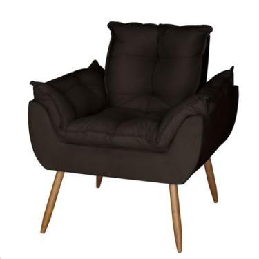 Imagem de Poltrona Para Sala de Estar Cadeira Decorativa Estofada Escritório Recepção Varanda (Suede marrom)