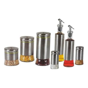 Imagem de Conjunto Porta Mantimentos e Galheteiro em Inox 7 Peças Wincy