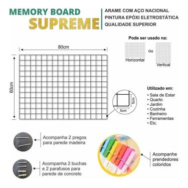 Imagem de Memory Board Home Office 60X80Cm Painel De Fotos Branca 24H