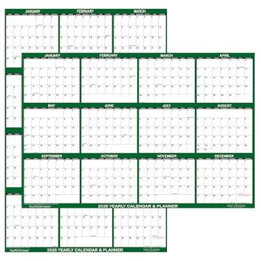 Imagem de Calendário de parede SwiftGlimpse 2026 de 61 cm x 91 cm, apagável, grande, apagável a seco e molhado, laminado, anual, 12 meses, reversível, horizontal/vertical, verde