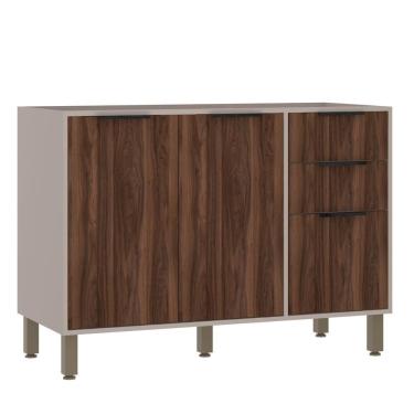 Imagem de Balcão De Pia Sem Tampo 120 Cm 2 Portas E 3 Gavetas Stylo Luciane Móveis escarlate