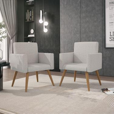 Imagem de Kit 06 Poltronas Nina Decorativa Recepção Oferta - Balaqui Linho Cor: linho Cinza Claro