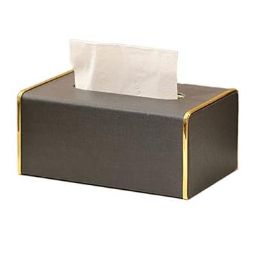 Imagem de Caixa dispensador de lenços caixa de lenços casa sala de estar caixa de papel simples leve luxo couro guardanapo caixa prático suporte caixa de lenços faciais suporte caixa de lenços (cor: B) (D)