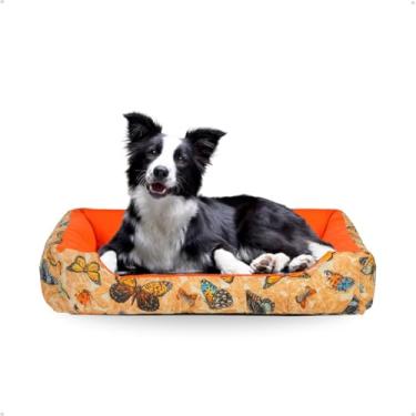Imagem de Cama Dog Doguinho Confortável Lavável Base Impermeável (Borboletas Laranja)
