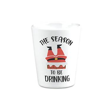 Imagem de Copos de shot de cerâmica de Natal Papai Noel The Season to Be Drinking Upside Down Santa B Holidays and Occasions Bar Supplies Accessories Design Only 57 g
