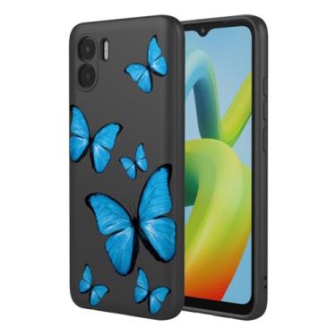 Imagem de KOARWVC Capa de telefone para Redmi A1, Redmi A2 220733SI 23026RN Capa fofa com estampa de borboleta, fina, protetora, macia, amortecedora, para Xiaomi Redmi A1, borboleta preta