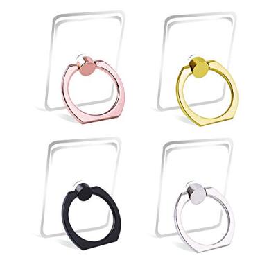 Imagem de Suporte de anel para celular com alça de dedo transparente e rotação de 360 graus (prata preta, ouro rosê (quadrado))