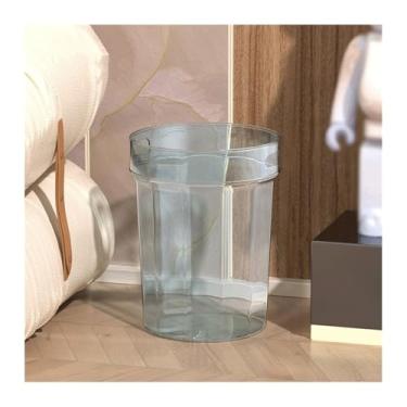 Imagem de Lixeira Lixeira de lançamento reto, lata de lixo de corpo transparente, cesto de papel para resíduos de material plástico adequado para casa, cozinha, escritório, cesto de papel para resíduos Lixeira(