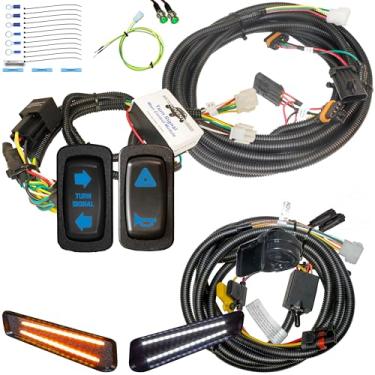 Imagem de MCSADVENTURES Kit de seta e buzina para Polaris Ranger 1000 XP 2025 – Chicote elétrico Plug and Play com amortecedor dianteiro DRL e luzes de seta (interruptor basculante, com buzina)