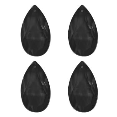 Imagem de PATIKIL Pingentes de cristal K9, contas de gota, pacote com 4 peças de prismas de candelabro de 38 mm, contas penduradas, lâmpada faça você mesmo para decoração de artesanato, preto claro