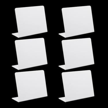 Imagem de Xiaoyztan 6 peças de mini quadro de giz apagável em forma de L, buffet, menu, quadros-negros, placas de mensagem manuscritas para restaurante, padaria, festas, casamento, loja de varejo, 12 x 10 cm