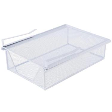 Imagem de IEUDNS Sob a prateleira Cesta de arame de arame gaveta Rack Rack Storage Multifurpose sob o gabinete gaveta pendurada para guarda -roupas, Branco