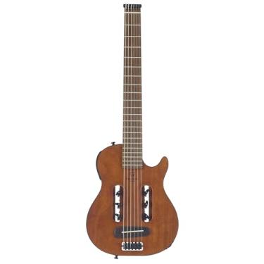 Imagem de Traveler Guitar Escape Mark III Guitarra acústica de nylon mogno | Guitarra acústica pequena de viagem com amplificador de fone de ouvido integrado | Guitarra sem cabeça portátil com escala completa