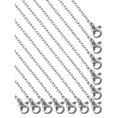 Imagem de 16 peças, 55,88 cm 2 mm, correntes de aço inoxidável, corrente de colar acabada, atacado, para fabricação de joias DIY