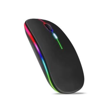 Imagem de Mouse Sem Fio Recarregável – LED RGB, Design Ergonômico, USB 2.4GHz, Ideal para Notebook, PC, Laptop e Smart TV (Preto)