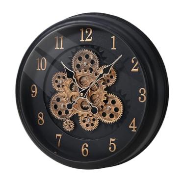 Imagem de Maxstar Relógio de parede com engrenagem móvel de 40,6 cm para decoração moderna de sala de estar, relógio de parede operado por bateria de quartzo, relógios de parede numeral arábico decorativos para