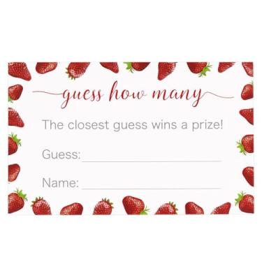 Imagem de Anwyll Guess How Many Game Cards, 50Pcs Strawberry Guess How Many Baby Shower Game Cards, Sweet Candies Cookies Guess How Many Game Cards for Baby Shower Birthday Party Bridal Shower Wedding