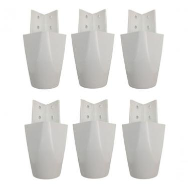 Imagem de Kit Com 6 Pés Para Guarda Roupas Armários Roupeiros 7cm De Altura Branco Modelo Mari Plástico