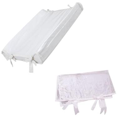 Imagem de Trocador de Fraldas Americano 60x40 + Capa Plástica EXTRA | Para Cômoda de Bebê | Portátil, Impermeável com Abas, Zíper, Anatômico – Branco