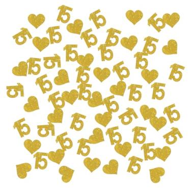 Imagem de INNORU Confete Com Glitter Dourado Número 15, Decoração De Mesa Para Comemorar 15 Anos, Papel Festa Aniversário, 120 Peças