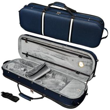 Imagem de MI&VI Capa para violino leve e rígido da série Avanti (tamanho completo) — Mochila de violino de viagem para violinos de tamanho 4/4, NF-5250 (azul)
