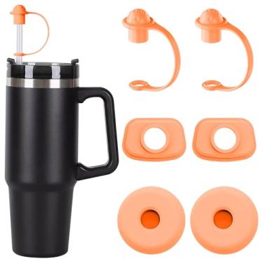 Imagem de Conjunto de tampa de rolha de derramamento de canudo de silicone, kits de cobertura de canudo Senbos para copo Stanley 40/850.5 g Quencher H2.0 e 1.0, incluindo tampa de palha, rolha quadrada de