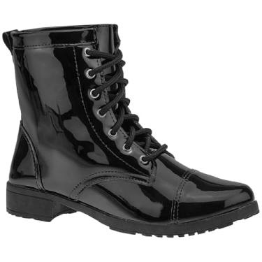 Imagem de Bota Feminina Bota Cano Curto Verniz Botina Salto Baixo Moda (Preto, BR, Adulto, Numérico, 34)