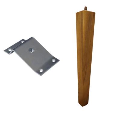 Imagem de Pé Palito Madeira Quadrado 30Cm E Chapinha Aço Inclinada 15º Mel/Zincado G75 / G59 - Gran Belo