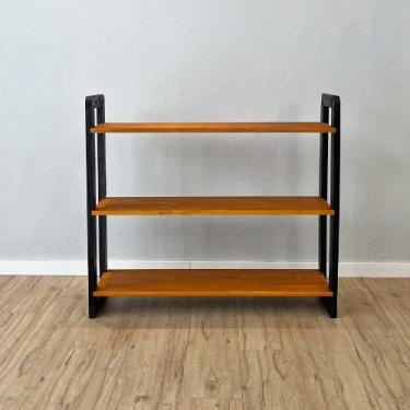 Imagem de Aparador de Madeira Pinus Linea de 3 Prateleiras Ample Carvalho e Pret