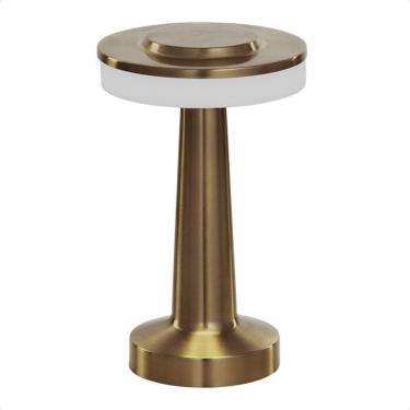 Imagem de Luminária Abajur Mesa Led Pharos Dimerizável S/ Fio Recarregável Ouro Taschibra